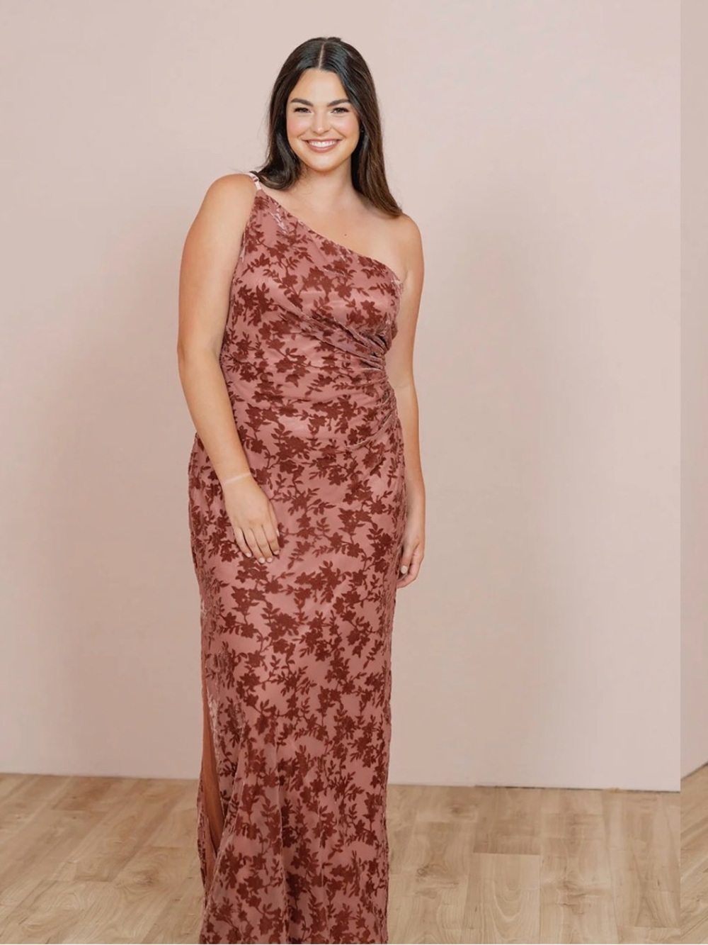 Revelry One-Shoulder Floral Maxi Dress in Rosewood